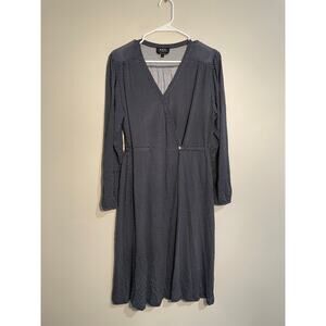 A.P.C. Rue Madame Paris Navy and White Polka Dot Wrap Dress Size‎ Large